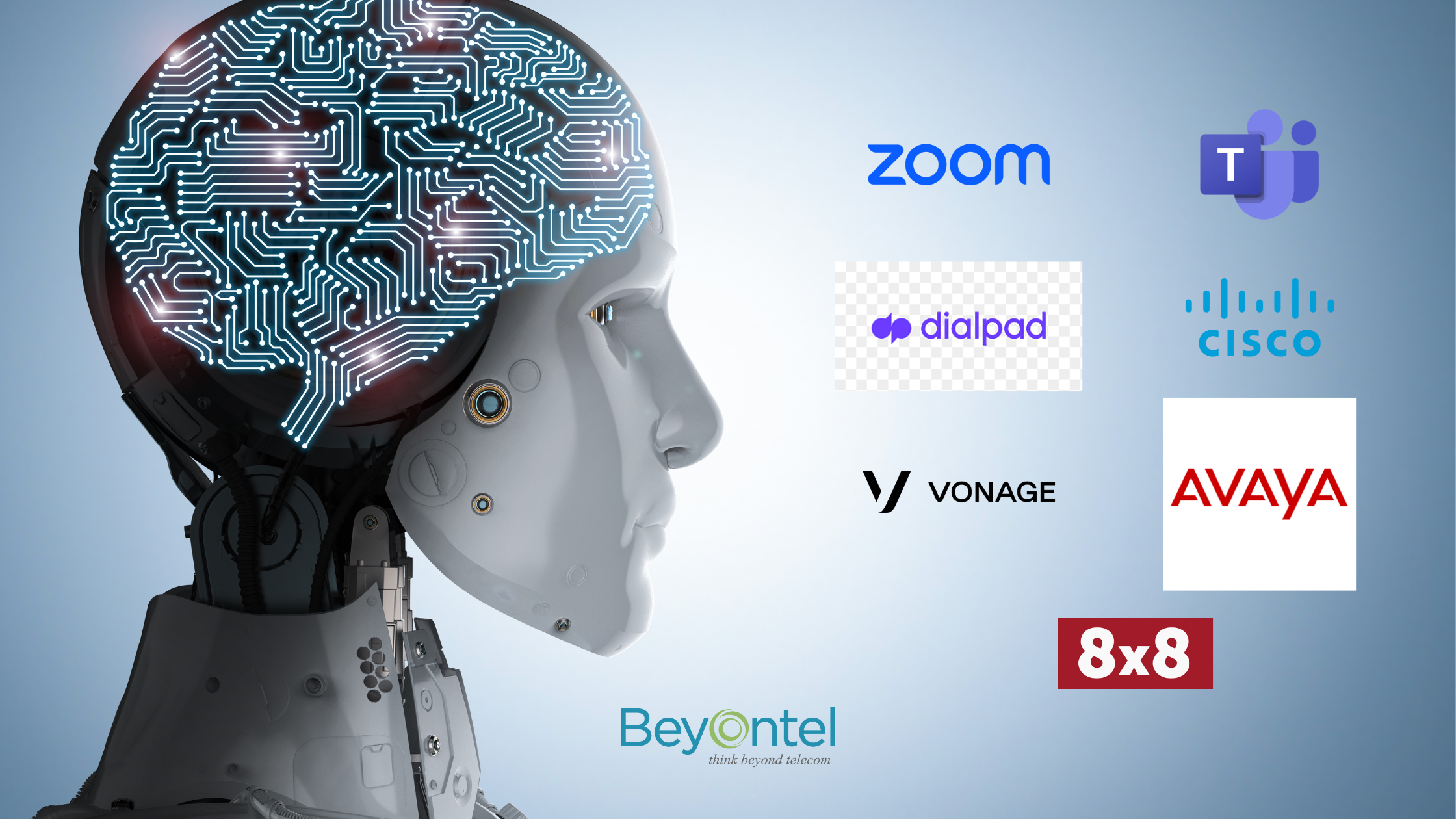 An AI-based UCaaS (Unified Communications as a Service) platform is a cloud-based communication solution that leverages AI (Artificial Intelligence) technology to provide enhanced communication and collaboration capabilities for businesses. AI can help to improve the efficiency, productivity, and accuracy of communication and collaboration by automating routine tasks, providing personalized recommendations, and analyzing data to identify trends and patterns. Some of the key features of an AI-based UCaaS platform may include: Intelligent call routing: AI can route calls based on the caller's identity, location, and previous interactions with the organization, leading to more efficient and personalized call handling. Chatbots and virtual assistants: AI-powered chatbots and virtual assistants can handle routine customer inquiries and provide personalized recommendations, freeing up human agents to focus on more complex issues. Real-time language translation: AI can translate spoken and written language in real-time, enabling seamless communication among team members and customers who speak different languages. Speech-to-text and text-to-speech conversion: AI can convert speech to text and vice versa, enabling users to communicate via different channels and improving accessibility for individuals with hearing or speech impairments. Data analytics and insights: AI can analyze communication patterns, call metrics, and customer feedback to provide insights and recommendations for improving communication and collaboration. Overall, an AI-based UCaaS platform can help businesses to improve communication and collaboration, enhance customer experiences, and increase productivity. By leveraging AI-powered solutions, businesses can gain a competitive edge in their industry and provide better service to their customers. There are several brands that provide AI-based UCaaS solutions, including: Dialpad: Dialpad is a cloud-based communications platform that leverages AI to provide intelligent call routing, real-time transcription, and personalized recommendations for agents. Cisco Webex: Cisco Webex is a video conferencing and collaboration platform that uses AI to provide noise suppression, transcription, and translation services, as well as virtual assistant capabilities. Zoom: Zoom is a popular video conferencing platform that uses AI to provide noise suppression, virtual backgrounds, and automatic meeting transcription. Microsoft Teams: Microsoft Teams is a collaboration platform that uses AI to provide real-time language translation, meeting transcription, and personalized recommendations. RingCentral: RingCentral is a cloud-based communications platform that uses AI to provide intelligent call routing, sentiment analysis, and virtual assistant capabilities. Vonage: Vonage is a cloud-based communications platform that uses AI to provide intelligent call routing, virtual assistants, and real-time transcription. Avaya: Avaya is a communication and collaboration platform that uses AI to provide real-time language translation, speech-to-text conversion, and virtual assistant capabilities. 8x8: 8x8 is a cloud-based communications platform that uses AI to provide intelligent call routing, real-time transcription, and virtual assistant capabilities. Ready to revolutionize your communication and collaboration? Discover the power of AI with UCaaS platforms. Start leveraging the latest technology to enhance your team's productivity and streamline your workflows. Don't miss out on the future of communication with Beyontel, take the leap and explore UCaaS today! Book a call now!